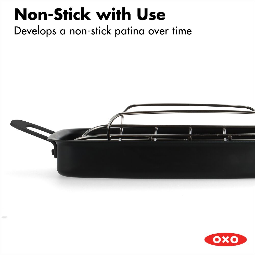 Carbon Steel Obsidian Series Roaster with Rack D7