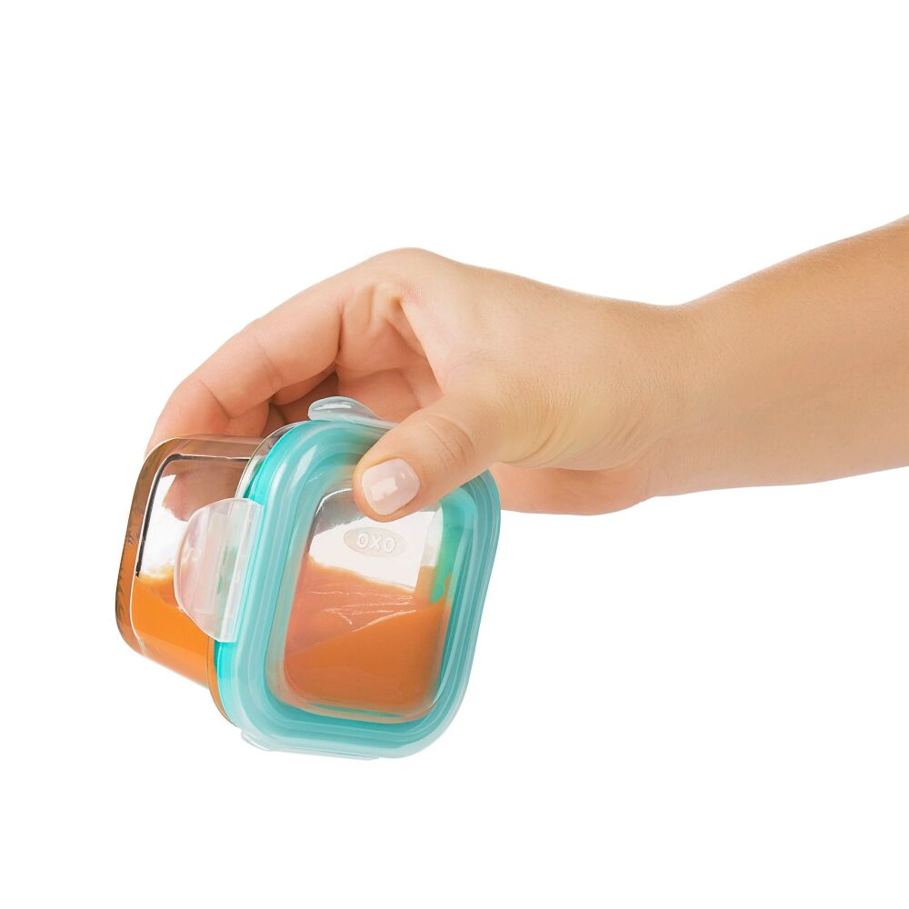 Baby Blocks Glass Food Storage Containers 4 Oz - Tot Teal Y5