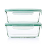 Smart Seal 8 Cup Glass Rectangle Container - Teal Z9