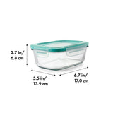 Smart Seal 3.5 Cup Glass Rectangle Container - Teal N7