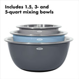 3-Piece Stainless Steel Mixing Bowl Set - Blue/Gray B4