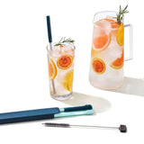 4-Piece Reusable Straw and Brush Set with Case Y5
