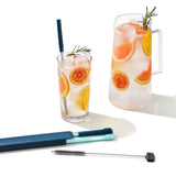 4-Piece Reusable Straw and Brush Set with Case Y5