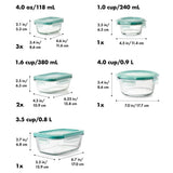 16 Piece Glass Smart Seal Everyday Container Set H8