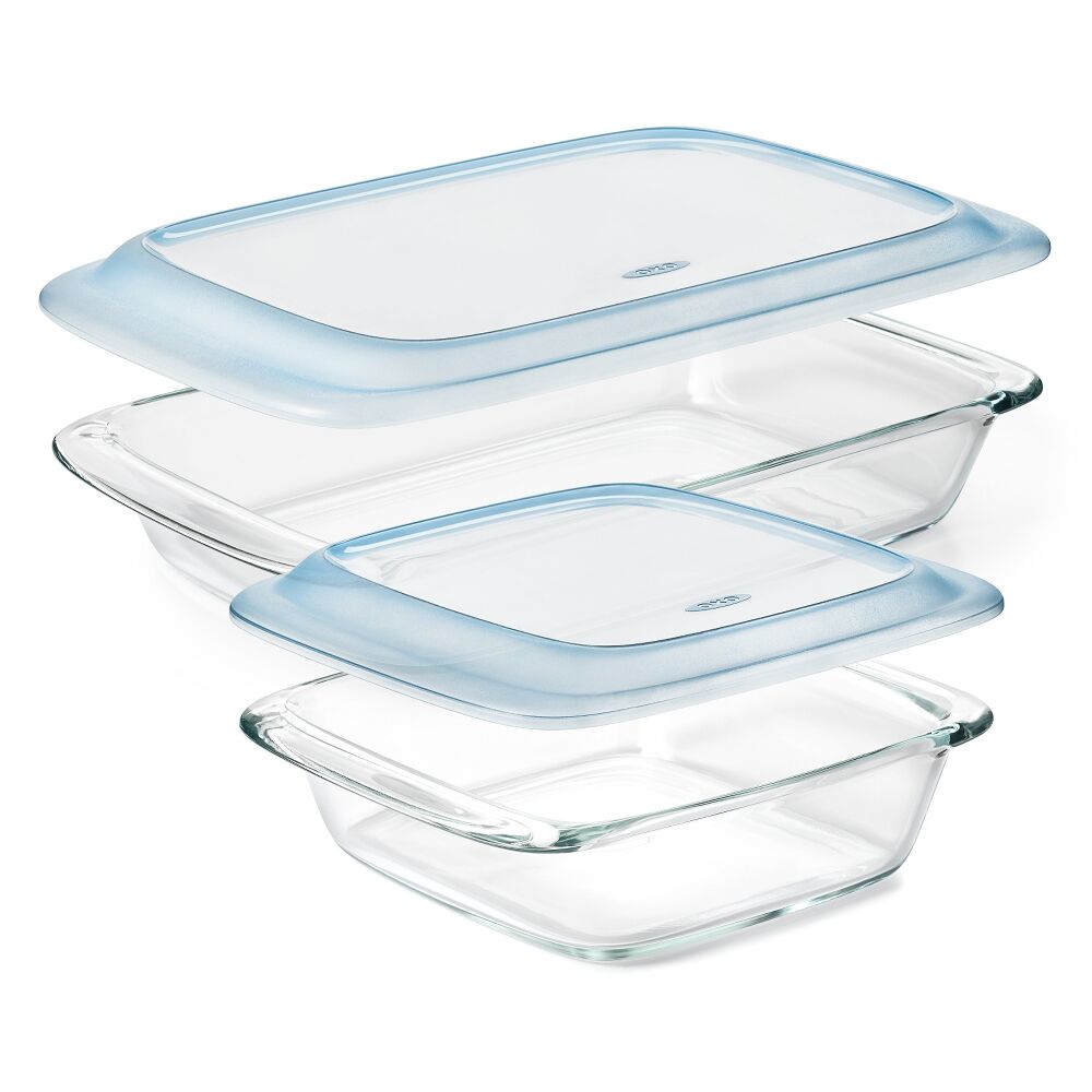 Glass Baking Dish with Lid (2.0 Qt) and Glass Baking Dish with Lid (3.0 Qt) Bundle V8