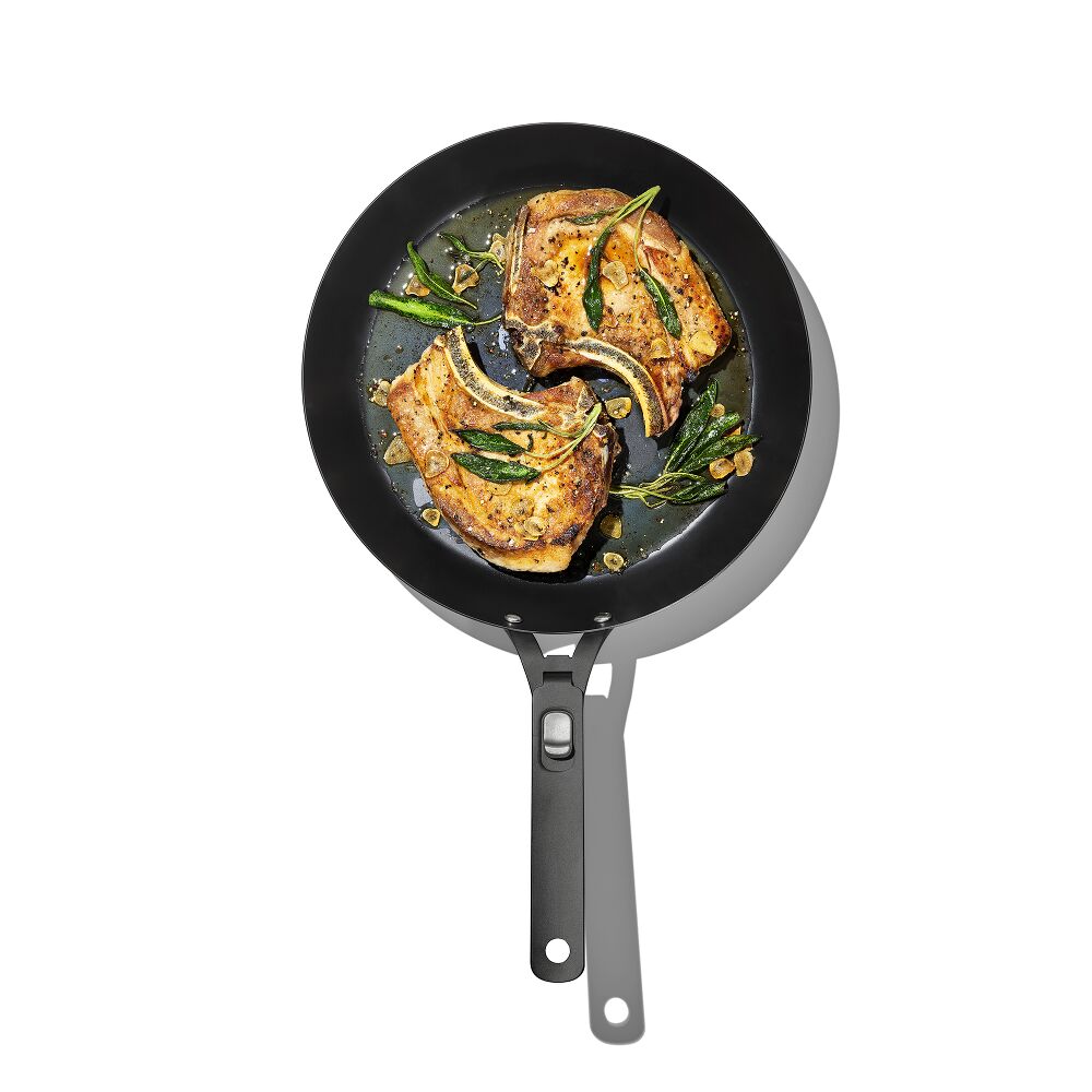 Outdoor 12-inch Carbon Steel Pan with Removable Handle Q8