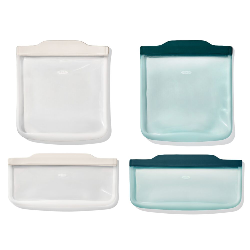 Silicone Reusable Bag -  4 Piece Lunch Set - Oat/Lagoon A6