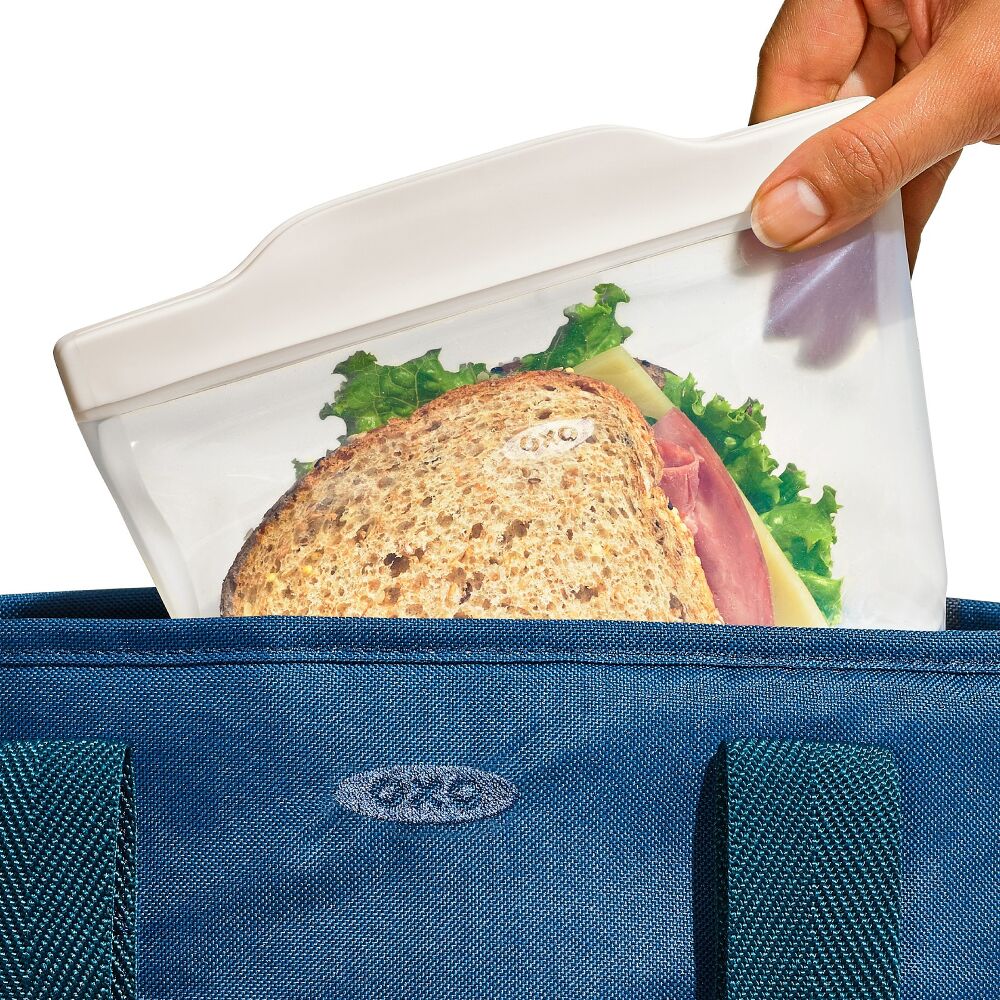 Silicone Reusable Bag -  4 Piece Lunch Set - Oat/Lagoon A6