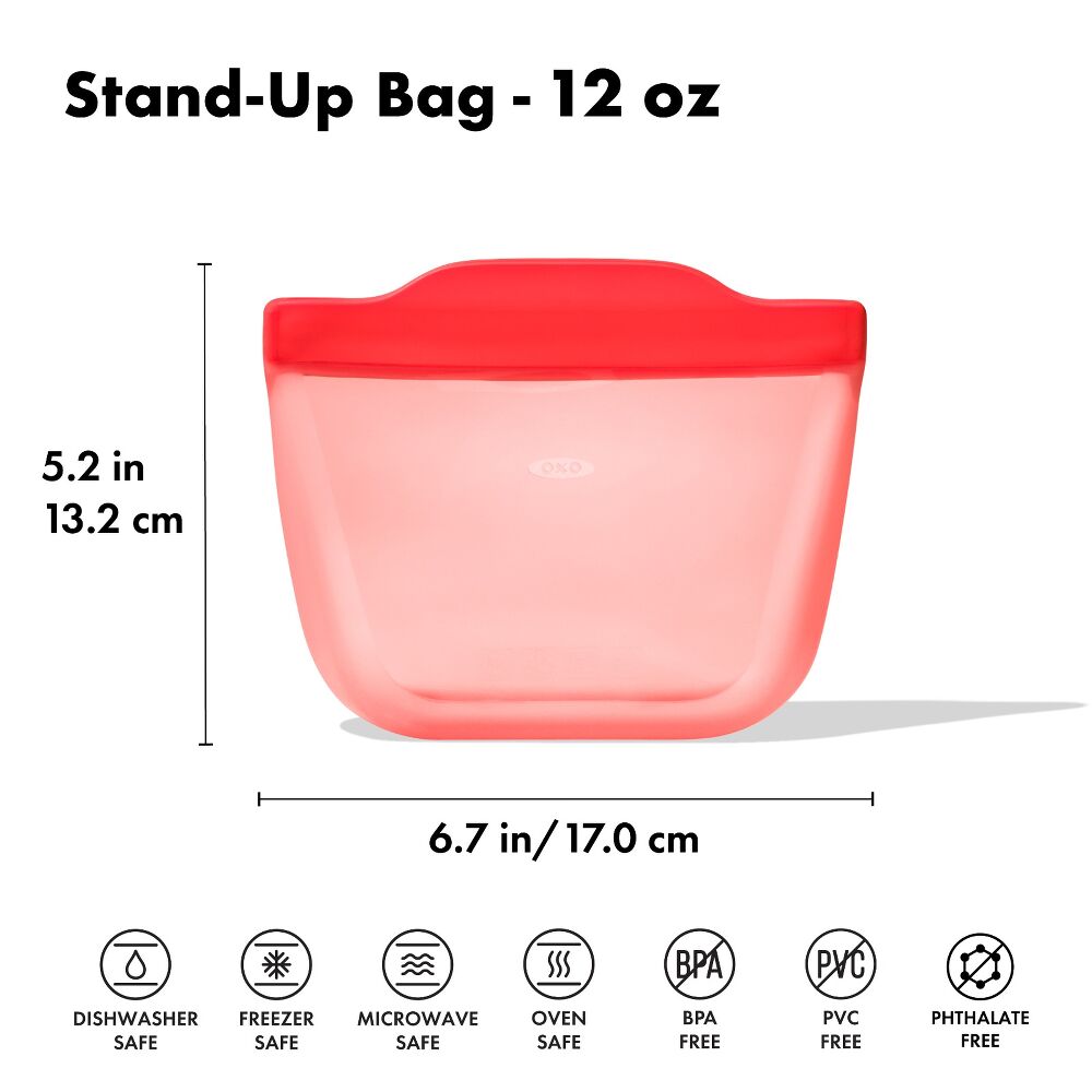 Silicone Reusable Bag - Stand-Up Snack (12 oz) – Watermelon G6