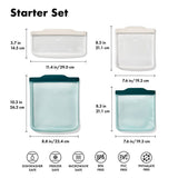 Silicone Reusable Bag - 4 Piece Starter Set - Oat/Lagoon M2