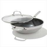 Trident Hybrid Non-Stick Stainless Steel 5 Qt Wok with Lid O1
