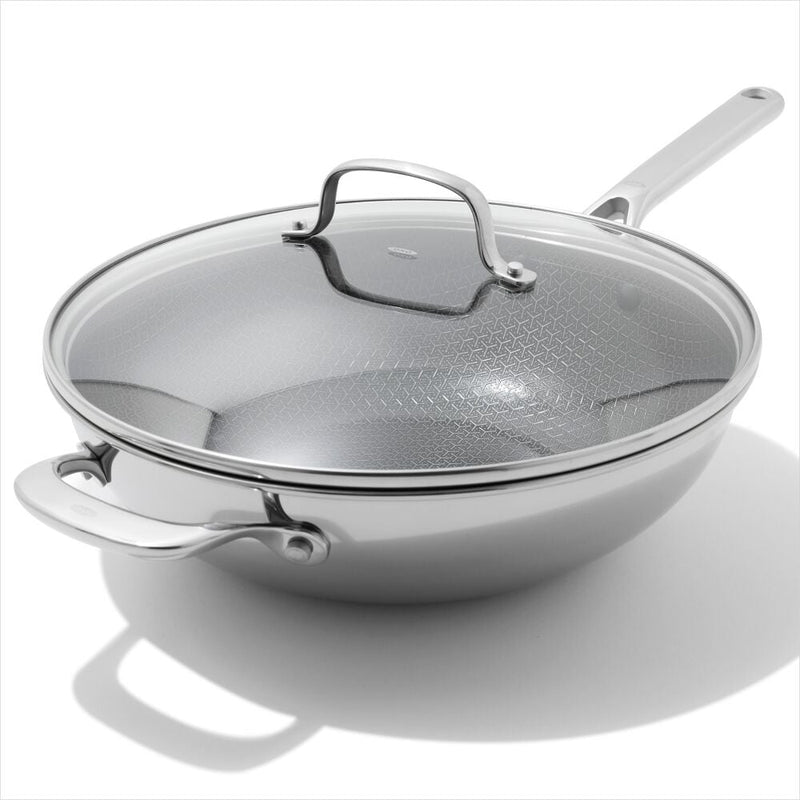 Trident Hybrid Non-Stick Stainless Steel 5 Qt Wok with Lid O1