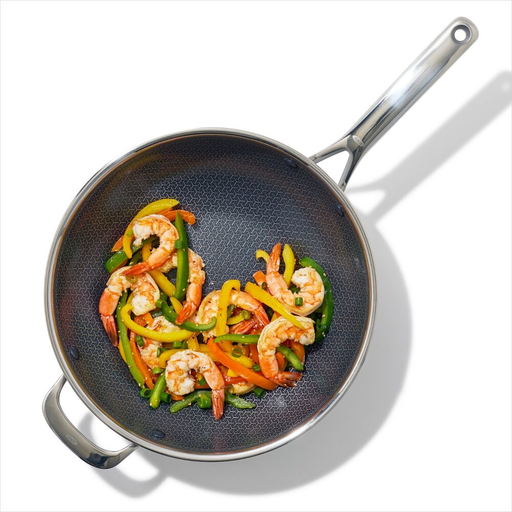 Trident Hybrid Non-Stick Stainless Steel 5 Qt Wok with Lid O1
