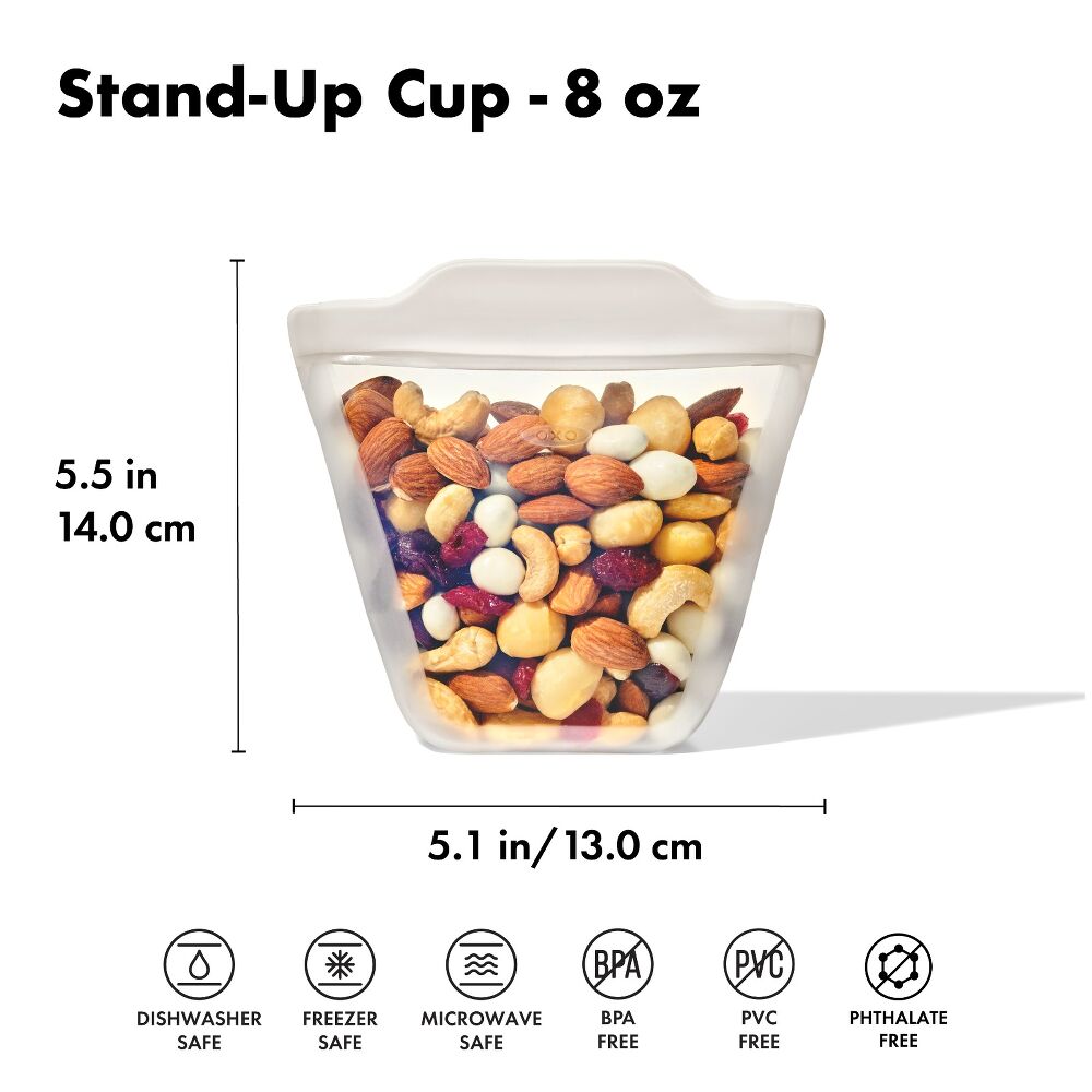 Silicone Reusable Bag - Stand-Up Cup (8 oz) - Oat T3