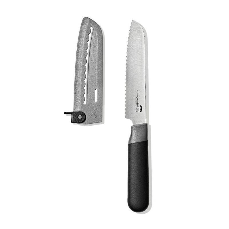 5 in Serrated Utility Knife with Locking Sheath G7