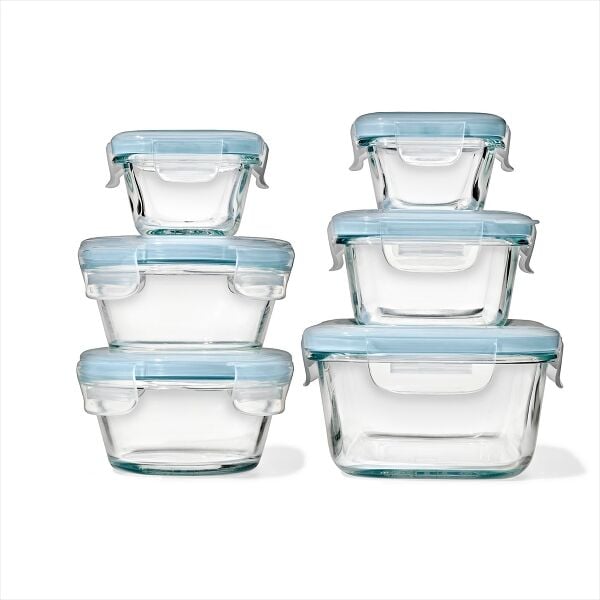 12-Piece Smart Seal Glass Container Set - Arctic Blue Z6
