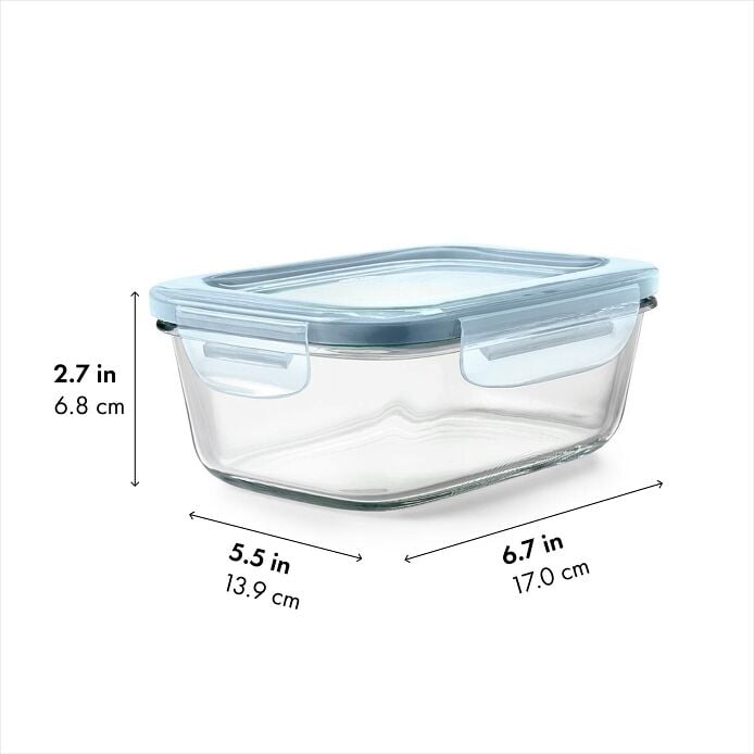 Smart Seal 3.5-Cup Glass Rectangle Container - Arctic Blue X1