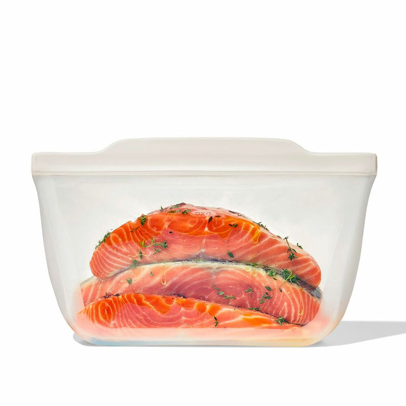 Silicone Reusable Bag - Stand-Up Half Gallon (64 oz) - Oat F5