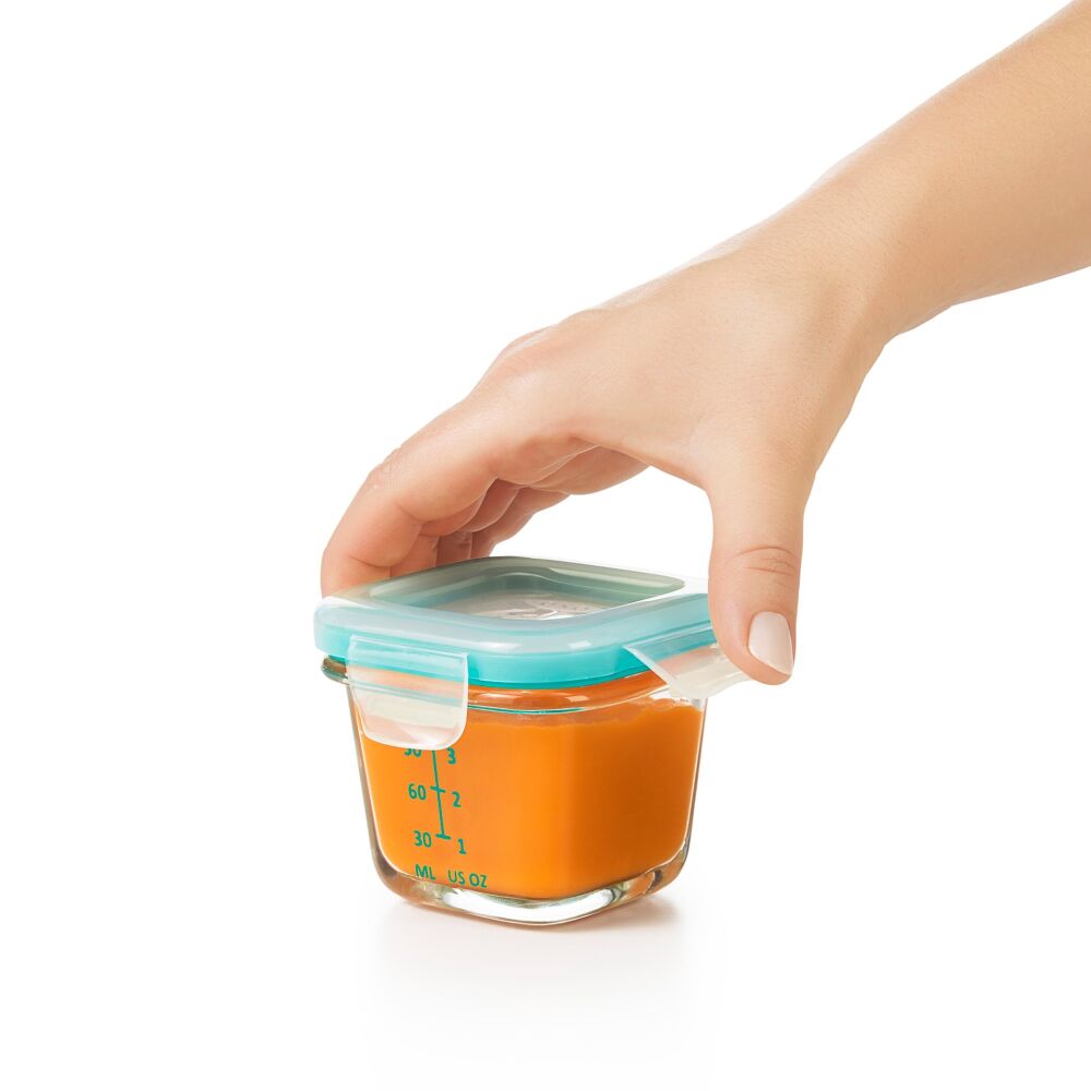 Baby Blocks Glass Food Storage Containers 4 Oz - Tot Teal Y5