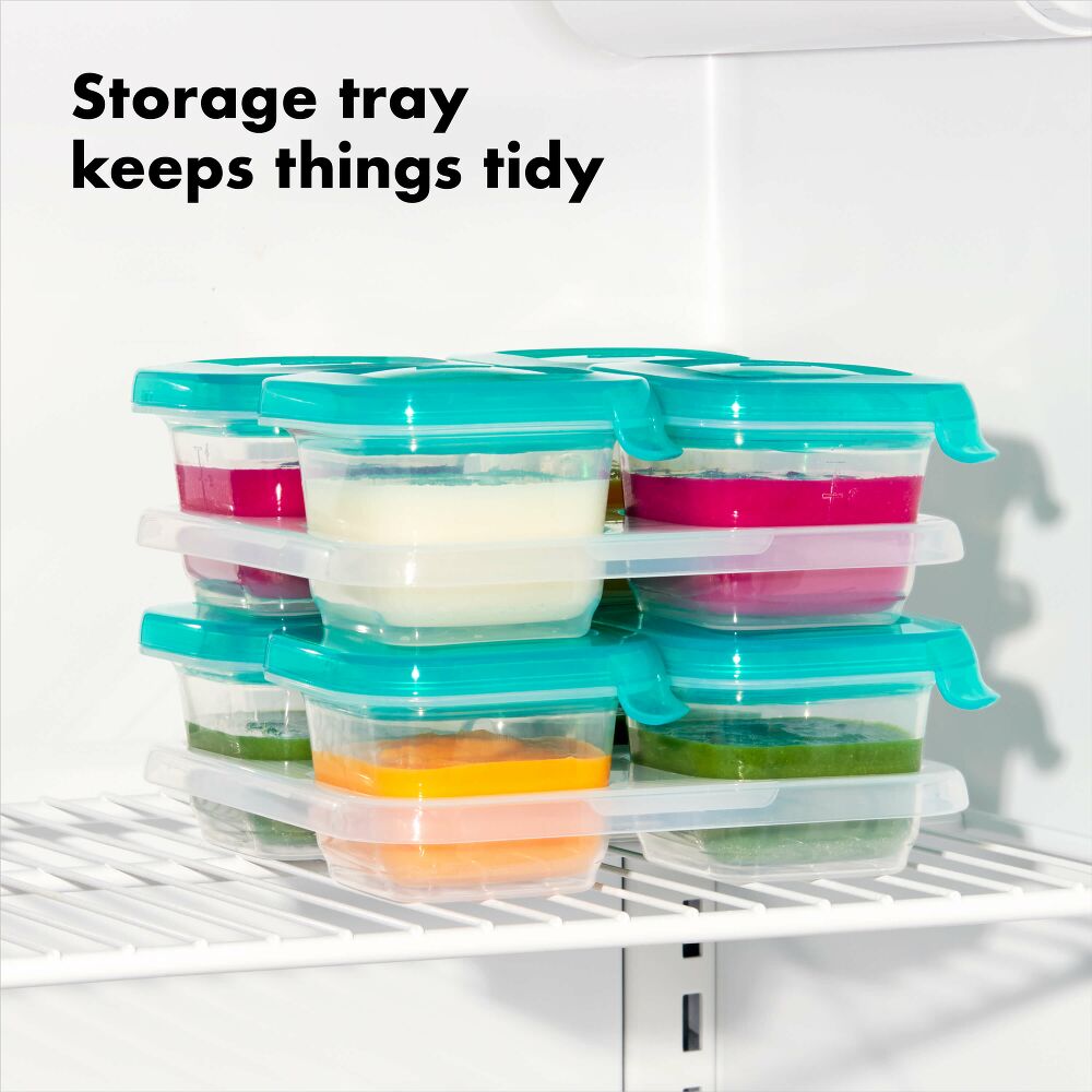 4 oz Baby Blocks™ Silicone Freezer Storage Containers - Tot Teal X8