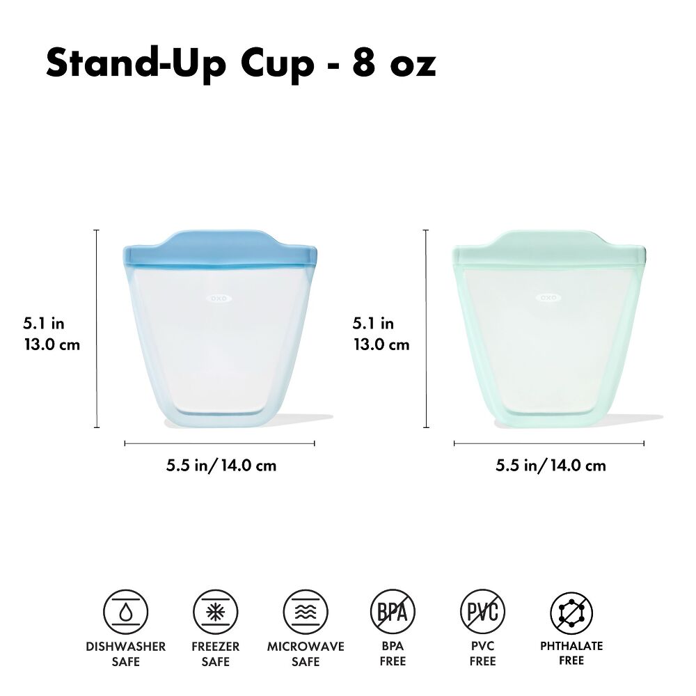 Tot Silicone Reusable Bag - 2-Piece Stand-Up Cup Set U9