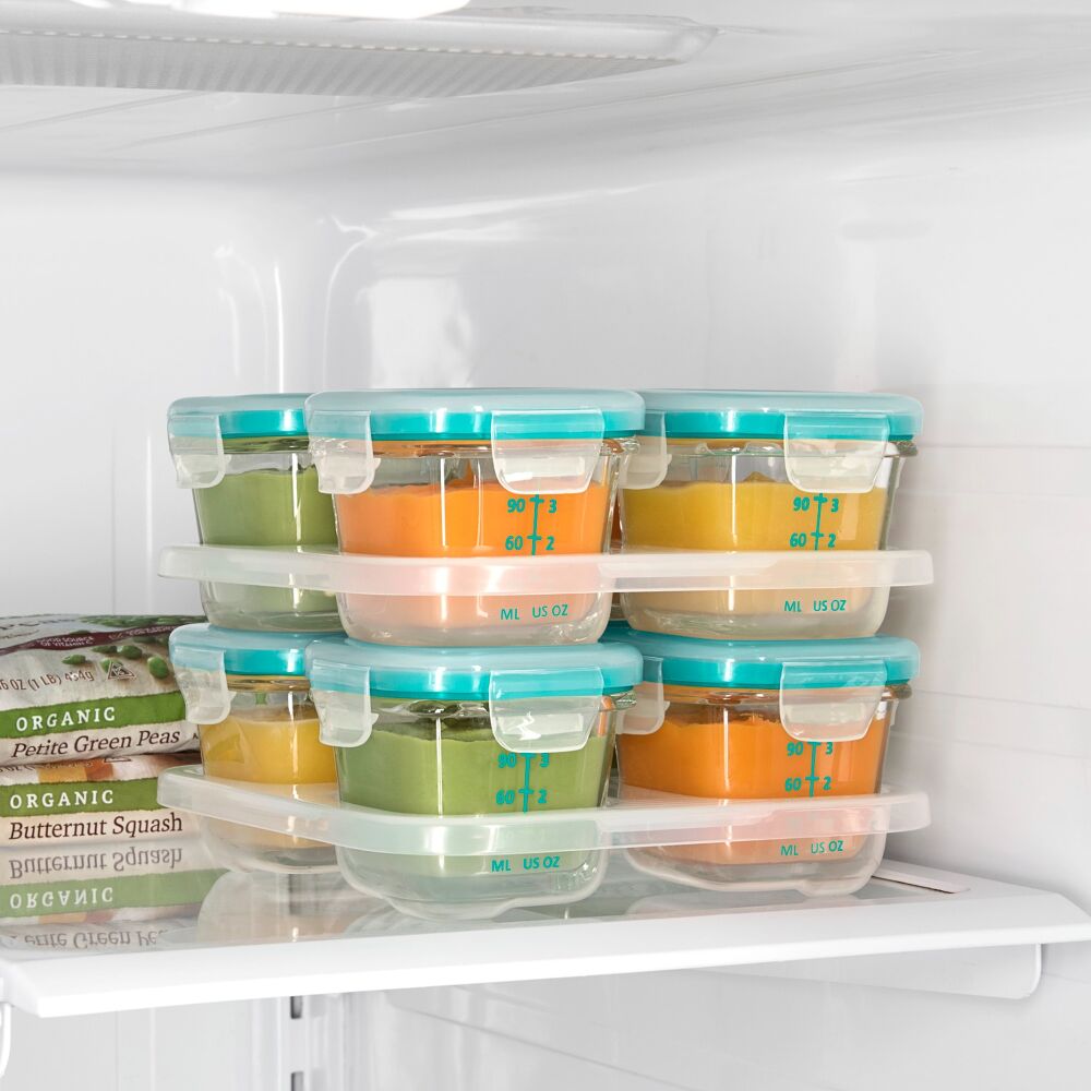 Baby Blocks Glass Food Storage Containers 4 Oz - Tot Teal Y5